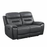 Lamruil Motion Loveseat, Gray Top Grain Leather - LV00073