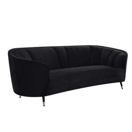 Achim Sofa w/2 Pillows, Black Velvet - LV00203
