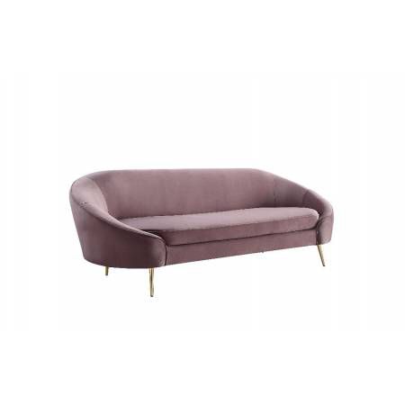 Abey Sofa w/2 Pillows, Pink Velvet - LV00205