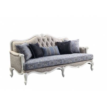 Ciddrenar Sofa w/5 pillows, Fabric & White Finish - 54310