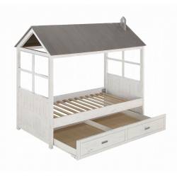 Tree House II Twin Bed - 37170T - Weathered White & Washed Gray