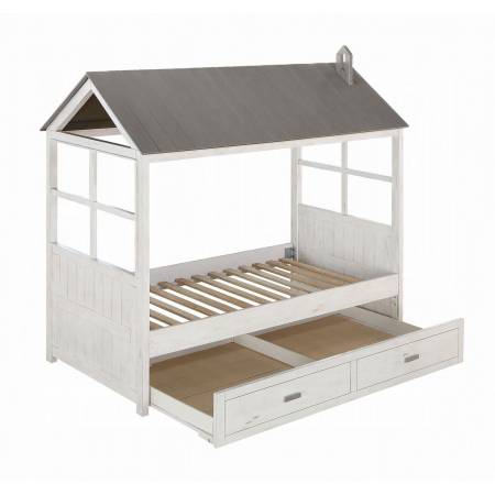 Tree House II Twin Bed - 37170T - Weathered White & Washed Gray