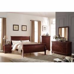 23750Q-4PC 4PC SETS Louis Philippe Queen Bed + Nightstand + Dresser + Mirror
