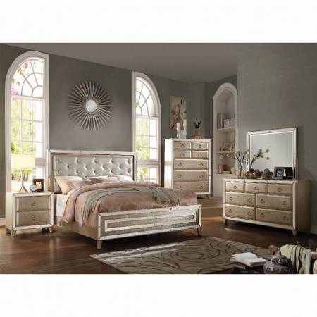 21000Q-4PC 4PC SETS Voeville Queen Bed + Nightstand + Dresser + Mirror