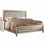 Voeville Queen Bed - 21000Q - Matte Gold PU & Antique Silver