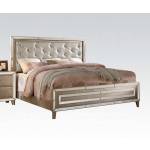 Voeville Eastern King Bed - 20997EK - Matte Gold PU & Antique Silver