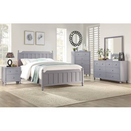 1803GY-1*4 4PC SETS Queen Bed + Night Stand + Dresser + Mirror