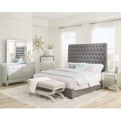 300621KW-S4 4PC SETS Cal King Bed + Mirror + Dresser + Nightstand