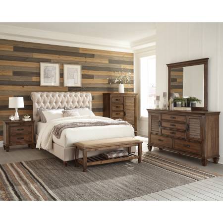 300525KW-S4 4PC SETS Cal King Bed + Nightstand + Dresser + Mirror