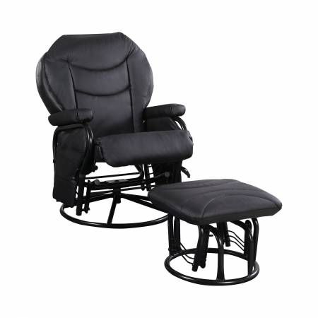 2946 Upholstered Glider Recliner With Ottoman Black
