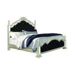 222731Q Heidi Queen Upholstered Poster Bed Metallic Platinum