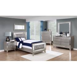 204921T-S4 4PC SETS Leighton Twin Panel Bed + Nightstand + Dresser + Mirror