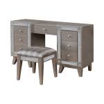 204927 Leighton Vanity Desk And Stool Metallic Mercury