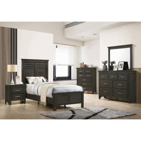 205431T-S4 4PC SETS Newberry Twin Panel Bed + Nightstand + Dresser + Mirror