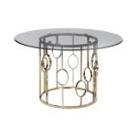 192071 Lindsey Round Glass Top Dining Table Sunny Gold