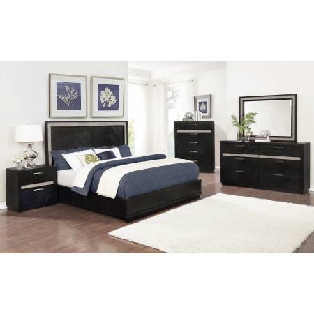 222781KW-S4 4PC SETS California King Panel Bed + Nightstand + Dresser + Mirror