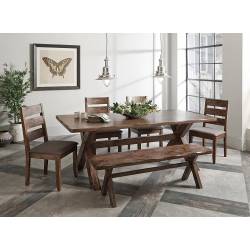 106381-S6 6PC SETS Alston X-Shaped Dining Table + 4 Side Chairs + Bench