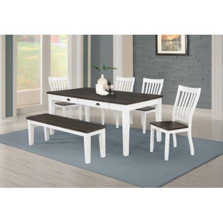 109541-S6 Kingman 6-Piece Rectangular Dining Set Espresso And White (Table + 4 Dining Chair + Bench)