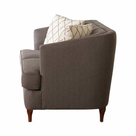 508952 Shelby Recessed Arm And Tufted Tight Back Loveseat Grey And Brown