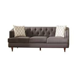 508951 Shelby Recessed Arms And Tufted Tight Back Sofa Grey And Brown