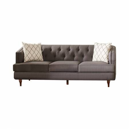 508951 Shelby Recessed Arms And Tufted Tight Back Sofa Grey And Brown