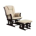 650011 Upholstered Glider With Ottoman Beige And Espresso