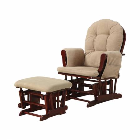 650010 Upholstered Glider Rocker With Ottoman Tan
