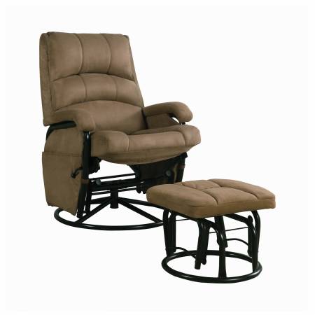 650005 Glider Recliner With Ottoman Brown And Black