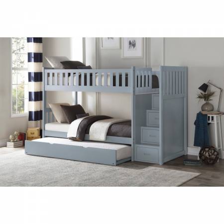 B2063SB-1*R Bunk Bed with Reversible Step Storage and Twin Trundle