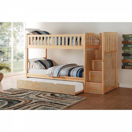 B2043SB-1*R Bunk Bed with Reversible Step Storage and Twin Trundle