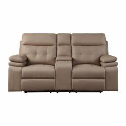 9590BR-2PWH Power Double Reclining Love Seat with Center Console and Power Headrests, USB Port