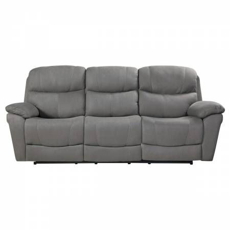 9580GY-3PWH Power Double Reclining Sofa with Power Headrests
