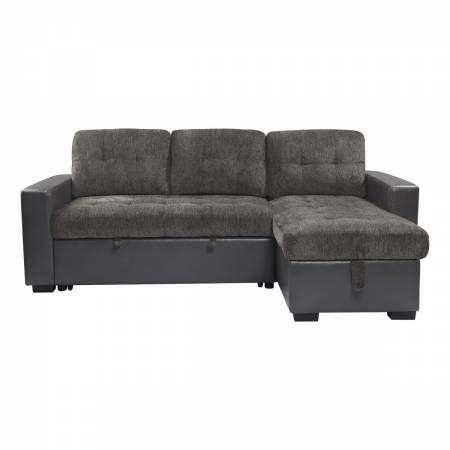 9540GY*SC 2-Piece Reversible Sectional with Pull-out Bed and Hidden Storage