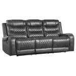 9405GY-3 Double Reclining Sofa with Drop-Down Cup Holders, Receptacles and USB ports