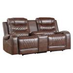9405BR-2PW Power Double Reclining Love Seat with Center Console, Receptacles and USB port