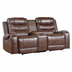 9405BR-2PW Power Double Reclining Love Seat with Center Console, Receptacles and USB port