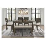 5756-60*6 6PC SETS Dining Table + 4 Side Chairs + Bench