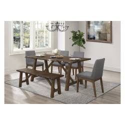 5752-71*6 6PC SETS Dining Table + 4 Side Chairs + Bench