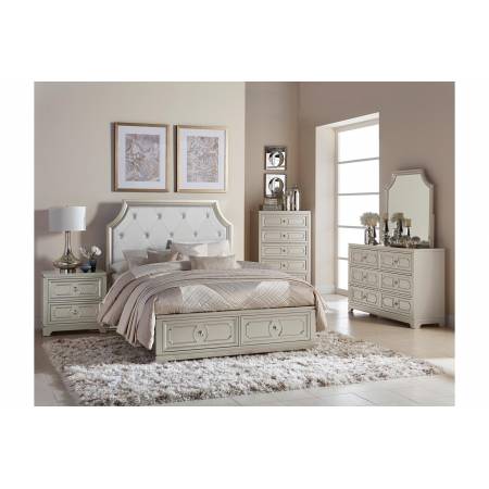 1755-1*4 4PC SETS Queen Platform Bed with Footboard Storage + NS + D + M