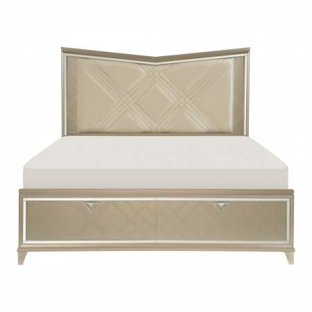 1522-1WF* Queen Platform Bed with LED Lighting and Footboard Storage