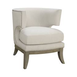 Barrel Back Accent Chair White And Weathered Grey