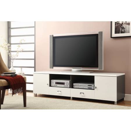 700910 2-Drawer TV Console White And Grey