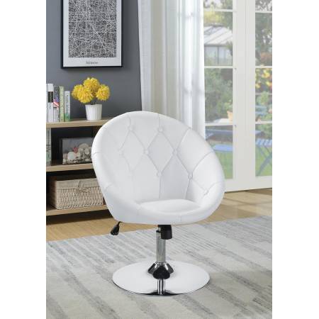 102583 Round Tufted Swivel Chair White And Chrome