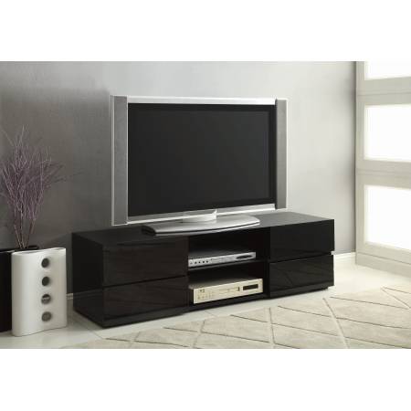 700841 4-Drawer TV Console Glossy Black