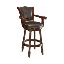 100679 Swivel Upholstered Bar Stool Brown