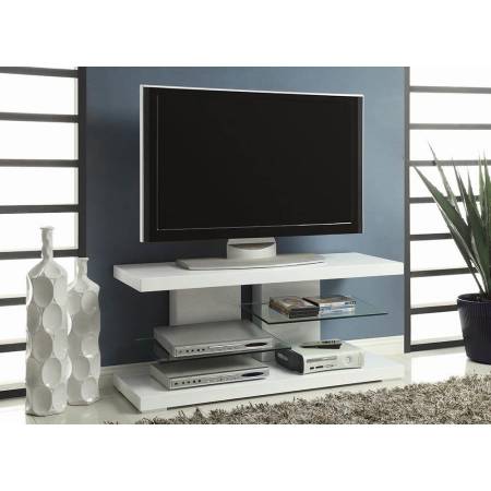 700824 2-Shelf TV Console Glossy White