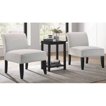 59843 Genesis II 3Pc Cloud Gray/Black Accent Chairs & Side Table Set