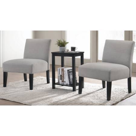 59841 Genesis 3-Pc Dark Gray/Black Accent Chairs & Side Table Set