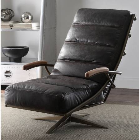 59834 Ekin Morocco Top Grain Leather Swivel Accent Chair