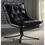 59832 Carney Vintage Blue Top Grain Leather Swivel Accent Chair